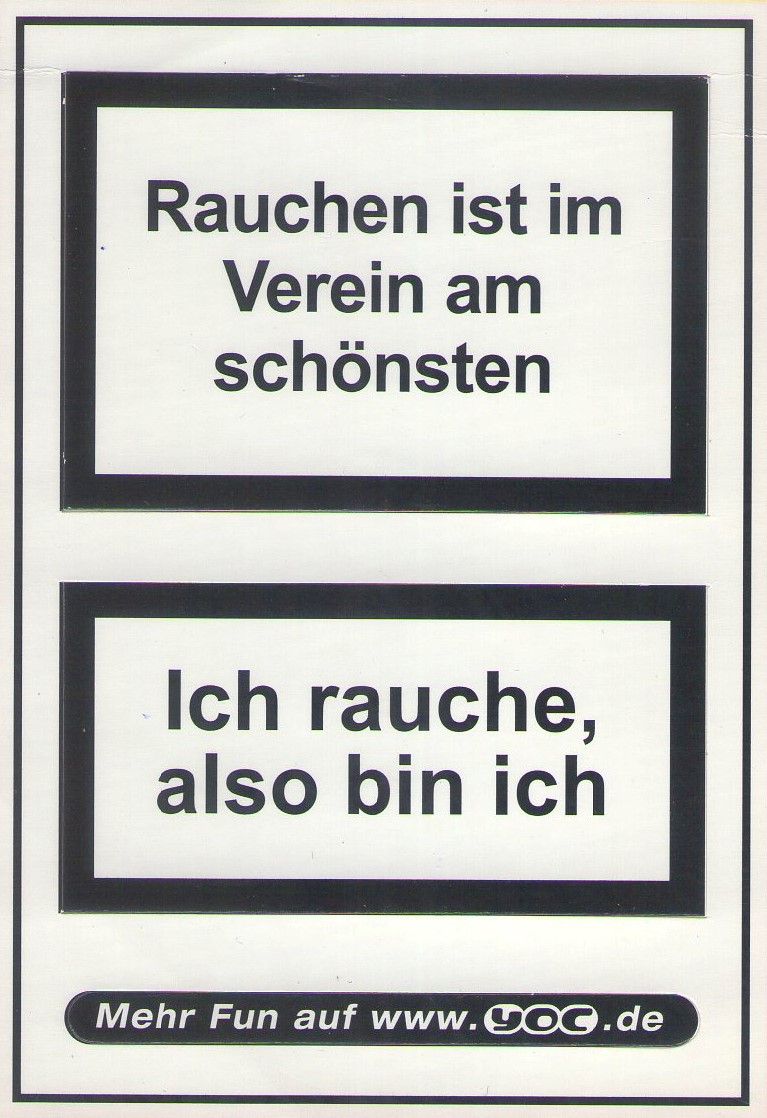 lustige Warnungen für Tabakwaren
